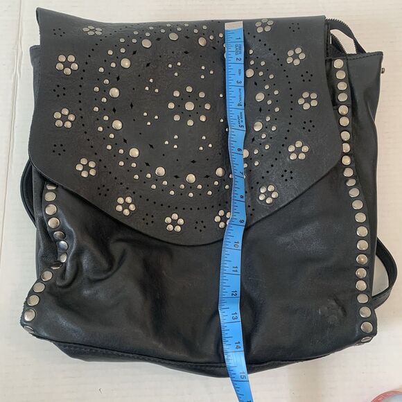 Patricia Nash Black Italian Leather Cazorla Backpack Handbag Stud Garment Flower - Picture 15 of 15